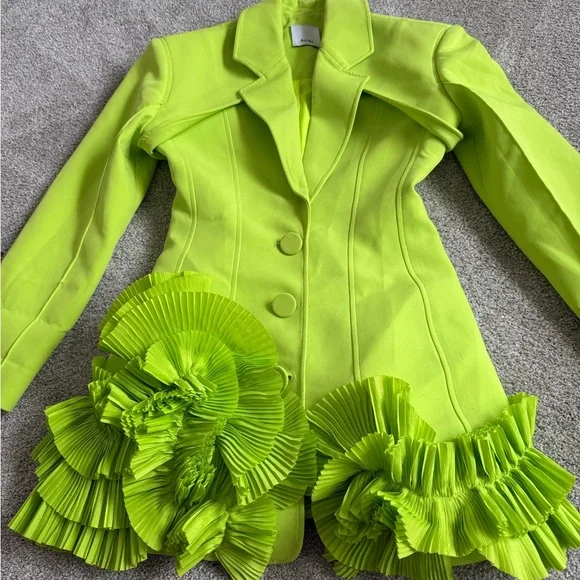 Acler HAMPSTEAD BLAZER DRESS structured neon green designer sz 4 new mrsp$550 - Picture 6 of 16